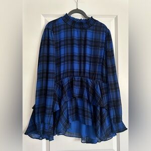 torrid | Crinkle Chiffon Smock Neck Ruffle Tiered | Blue | 2